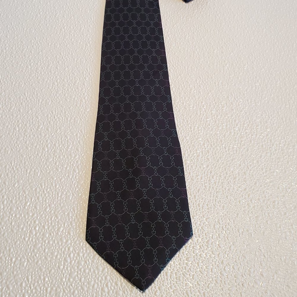 Bert Pulitzer Mens Silk Tie With Geometric Pattern In Black & Multicolor